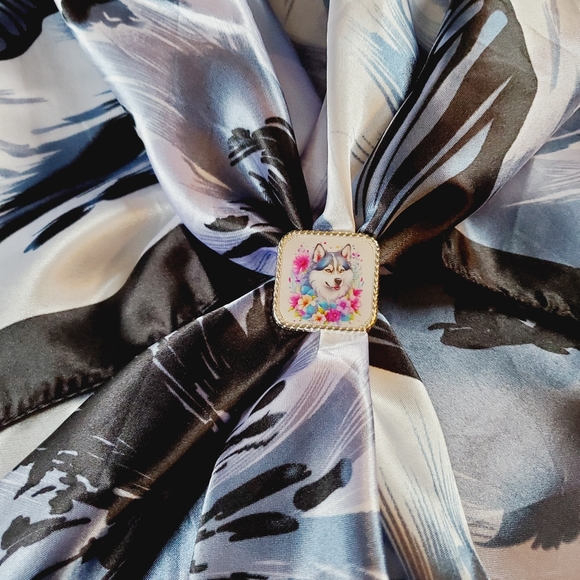 Western scarf slide,scarf slide bling concho, wild rag slides, husky Dog lover - Picture 2 of 3